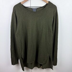 3 FOR $10 Chelsea & Theodore Olive Green Scoop Neck High Low Sweater Size XXL